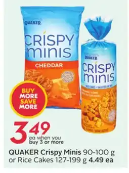 Sobeys QUAKER Crispy Minis 90-100 g or Rice Cakes 127-199 g offer