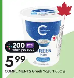Sobeys COMPLIMENTS Greek Yogurt offer