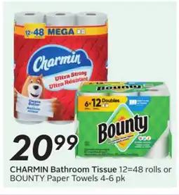 Sobeys CHARMIN Bathroom Tissue 12=48 rolls or BOUNTY Paper Towels offer