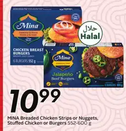 Sobeys MINA Breaded Chicken Strips or Nuggets, Stuffed Chicken or Burgers offer
