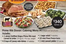 Fortinos PRIME RIB DINNER: CATERING MENU #1 offer