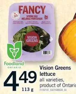 Fortinos VISION GREENS LETTUCE offer