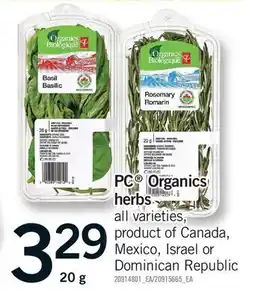 Fortinos PC ORGANICS HERBS offer