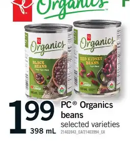 Fortinos PC ORGANICS BEANS offer