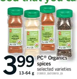Fortinos PC ORGANICS SPICES offer