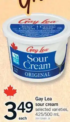 Fortinos GAY LEA SOUR CREAM, 425/500 ML offer