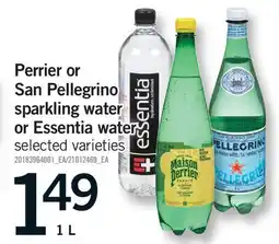 Fortinos PERRIER OR SAN PELLEGRINO SPARKLING WATER OR ESSENTIA WATER offer