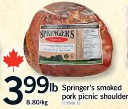 Fortinos SPRINGER'S SMOKED PORK PICNIC SHOULDER offer