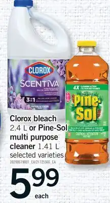 Fortinos CLOROX BLEACH, 2.4 L OR PINE-SOL MULTI PURPOSE CLEANER, 1.41 L offer