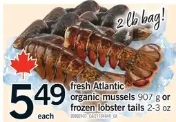 Fortinos FRESH ATLANTIC ORGANIC MUSSELS 907 G OR FROZEN LOBSTER TAILS 2-3 OZ offer
