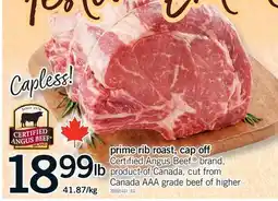 Fortinos PRIME RIB ROAST, CAP OFF offer