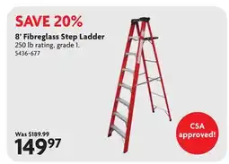 Home Hardware 8' Fibreglass Step Ladder offer