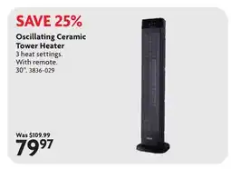 Home Hardware Oscillating Ceramic Tower Heater offer