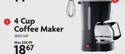 Home Hardware 4 Cup Coffee Maker offer