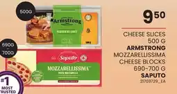 Loblaws ARMSTRONG MOZZARELLISSIMA CHEESE BLOCKS, 690-700 G OR CHEESE SLICES, 500 G offer