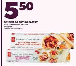 Loblaws PC PUFF OR PHYLLO PASTRY, 450/454 G offer