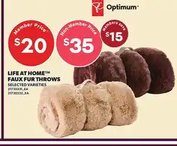 Loblaws LIFE AT HOME FAUX FUR THROWS offer
