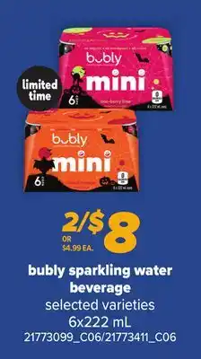 Loblaws BUBLY SPARKLING WATER BEVERAGE offer