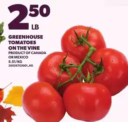 Loblaws GREENHOUSE TOMATOES ON THE VINE offer