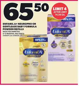 Loblaws ENFAMIL A+ NEUROPRO OR GENTLEASE BABY FORMULA POWDER REFILLS, 862/890 G offer