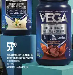 Loblaws VEGA PROTEIN + CREATINE OR PROTEIN + RECOVERY POWDER, 801 - 918 G offer