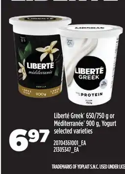 Real Canadian Superstore LIBERTÉ GREEK , 650/750 G OR MÉDITERRANÉE , 900 G, YOGURT offer