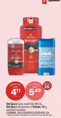 Real Canadian Superstore OLD SPICE BODY WASH, 532-709 ML, OLD SPICE DEODORANT OR GILLETTE, 108 G offer
