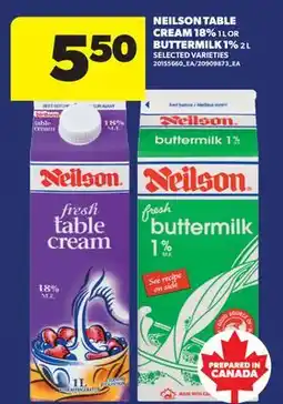 Real Canadian Superstore NEILSON TABLE CREAM 18%, 1 L OR BUTTERMILK 1%, 2 L offer