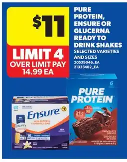 Real Canadian Superstore PURE PROTEIN, ENSURE OR GLUCERNA READY TO DRINK SHAKES offer