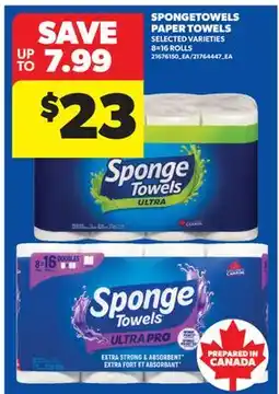Real Canadian Superstore SPONGETOWELS PAPER TOWELS, 8=16 ROLLS offer