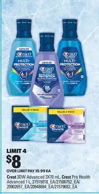 Real Canadian Superstore CREST 3DW ADVANCED, 3X70 ML, CREST PRO HEALTH ADVANCED, 1 L offer