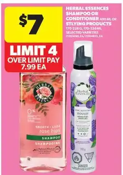 Real Canadian Superstore HERBAL ESSENCES SHAMPOO OR CONDITIONER, 400 ML OR STYLING PRODUCTS offer