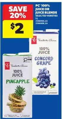 Real Canadian Superstore PC 100% JUICE OR JUICE BLENDS offer