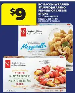 Real Canadian Superstore PC BACON-WRAPPED STUFFED JALAPEÑO PEPPERS OR CHEESE STICKS offer