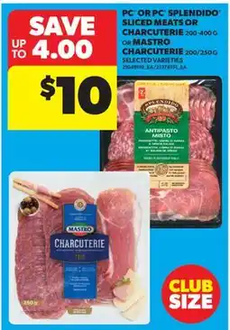 Real Canadian Superstore PC OR PC SPLENDIDO SLICED MEATS OR CHARCUTERIE 200-400 G OR MASTRO CHARCUTERIE 200/250 G offer