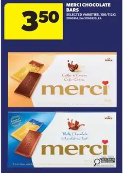 Real Canadian Superstore MERCI CHOCOLATE BARS, 100/112 G offer