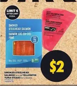 Independent City Market SMOKED STEELHEAD SALMON, 50 G OR YELLOWFIN TUNA STEAKS, 92 G FROZEN offer
