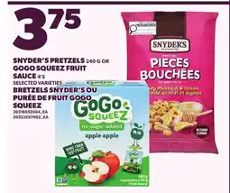 Independent City Market SNYDER'S PRETZELS, 240 G R GOGO SQUEEZ FRUIT, SAUCE 4'S offer