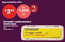 Valu-mart NO NAME LARGE GRADE A WHITE EGGS, 12'S offer