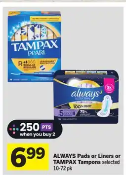 Foodland Pads or Liners or Tampons offer