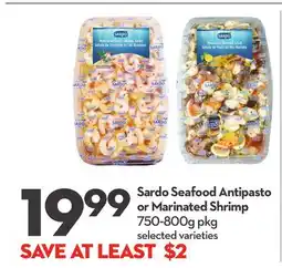 Longo's Sardo Seafood Antipasto or Marinated Shrimp offer
