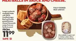 Longo's LONGO'S MEAT BALLS IN SAUCE AND CHEESE offer