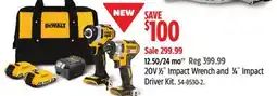 Canadian Tire DEWALT 20V 1⁄2˝ Impact Wrench and 1⁄4˝ Impact Driver Kit offer