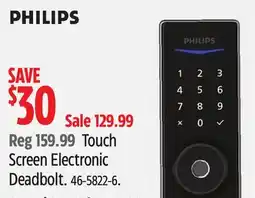 Canadian Tire PHILIPS Touch Screen Electronic Deadbolt offer