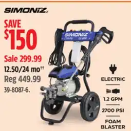 Canadian Tire SIMONIZ 1294 ELECTRIC PRESSURE WASHER offer