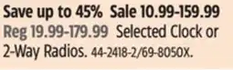 Canadian Tire Selected Clock or 2-Way Radios offer