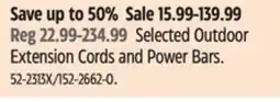 Canadian Tire Selected Outdoor Extension Cords and Power Bars offer