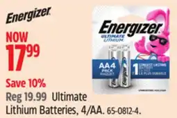 Canadian Tire Energizer Ultimate Lithium Batteries offer