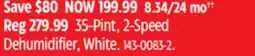 Canadian Tire 35-Pint, 2-Speed Dehumidifier, White offer