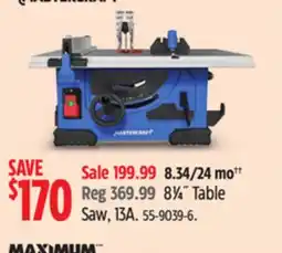 Canadian Tire 8 1⁄4˝ Table Saw, 13A offer